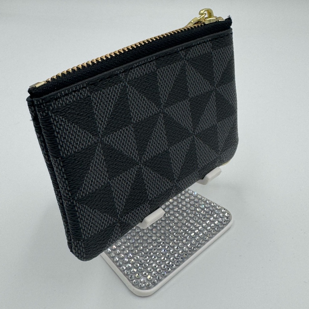Black Geometric Patterned Keychain Wallet Nwot - image 3